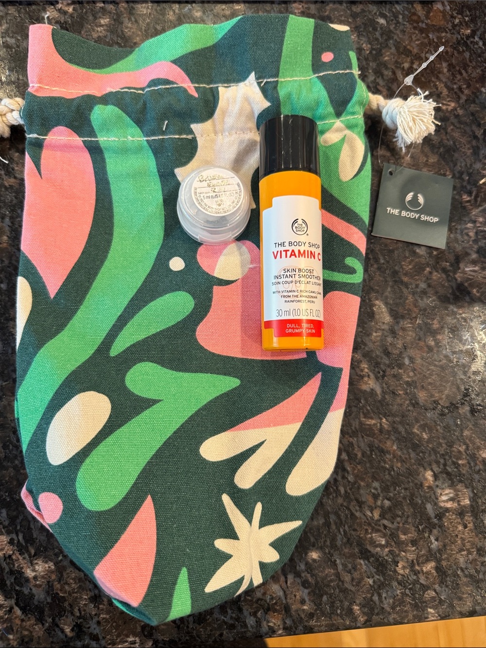 The Body Shop Vitamin C Skin Boost Instant Smoother Colorful Drawstring Pouch